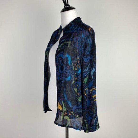 Chicos top size 2 L 12 multicolored floral artsy - Picture 4 of 7